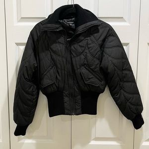 Bebe Sport Y2K Bomber Crop Jacket Black Medium